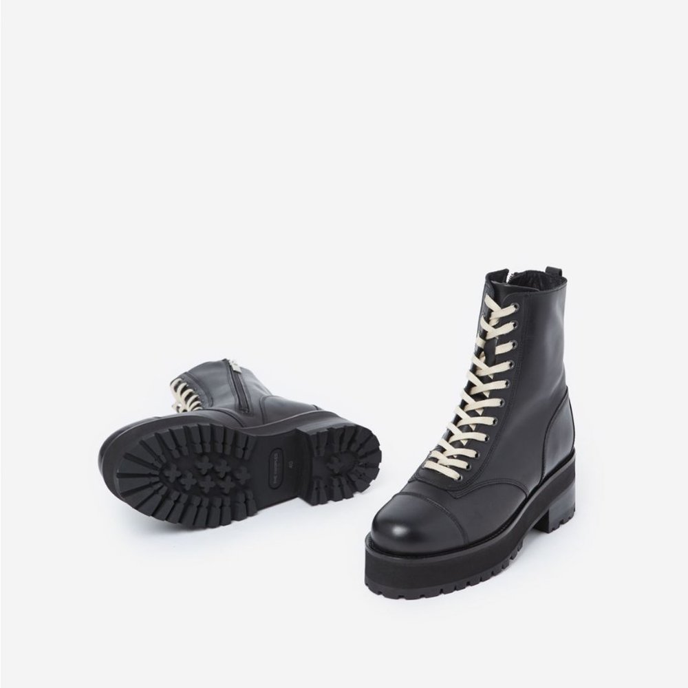 New The Kooples leather platform lace-up boots